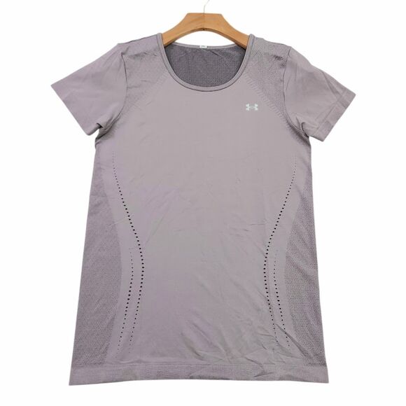 Under Armour Top Womens Small Mauve Seamless Short Sleeve Breathable Training - Picture 2 of 9